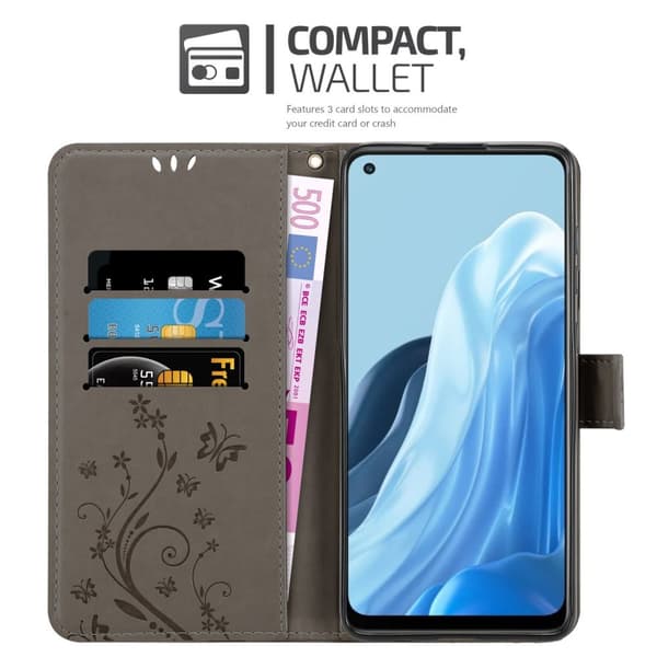 Oppo FIND X5 LITE / Reno7 5G Suojakotelo Suojakuori Lompakkokotelo Matkapuhelinkotelo Kukat jossa on magneettisuljenta, jalusta-toiminto ja