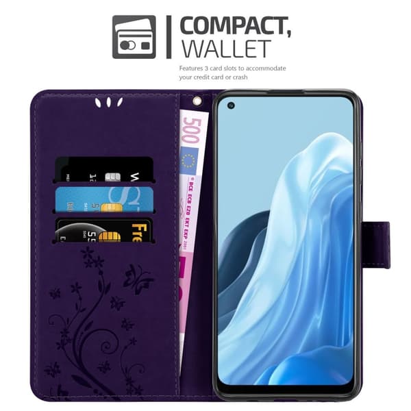 Oppo FIND X5 LITE / Reno7 5G Suojakotelo Suojakuori Lompakkokotelo Matkapuhelinkotelo Kukat jossa on magneettisuljenta, jalusta-toiminto ja