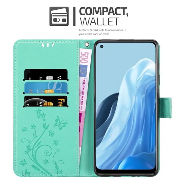 Oppo FIND X5 LITE / Reno7 5G Suojakotelo Suojakuori Lompakkokotelo Matkapuhelinkotelo Kukat jossa on magneettisuljenta, jalusta-toiminto ja