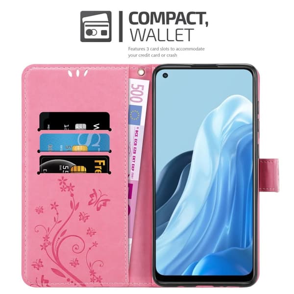 Oppo FIND X5 LITE / Reno7 5G Suojakotelo Suojakuori Lompakkokotelo Matkapuhelinkotelo Kukat jossa on magneettisuljenta, jalusta-toiminto ja