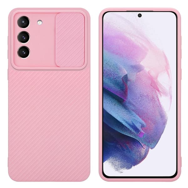 Samsung Galaxy S21 5G Skal Fodral av flexibel TPU-silikon och med kameraskydd Mobilskydd Case Cover Bonbon Rosa