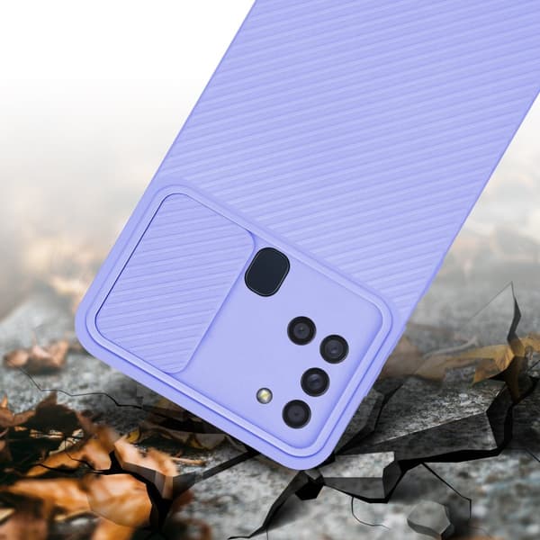 Samsung Galaxy A21s Suojakuori Suojakotelo joka on valmistettu joustavasta TPU-silikonista ja jossa on kameran suojaus