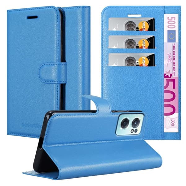 OnePlus Nord CE 2 5G Plånboksfodral Fodral Skal Case med magnetisk stängning, ståfunktion och kortplats PASTELL BLÅ