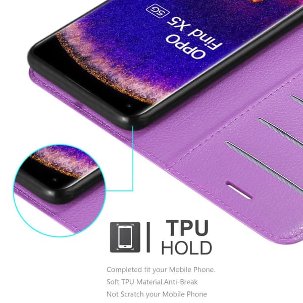 Deksel til Oppo FIND X5 Lommebokdeksel med magnetisk lukking, stativfunksjon og kortlomme