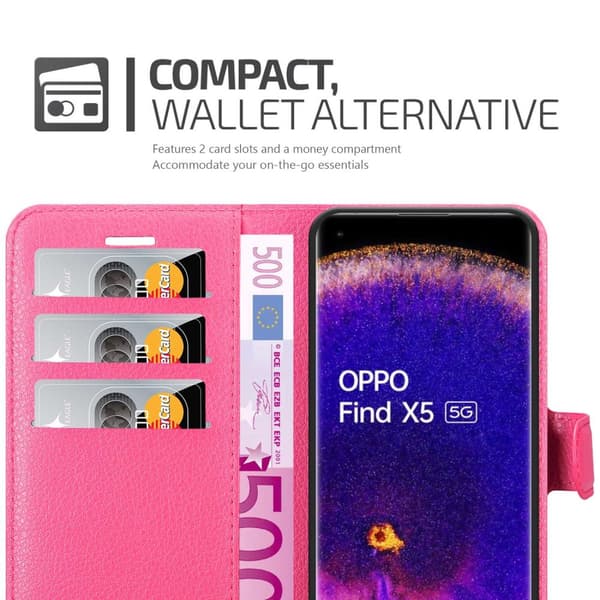 Deksel til Oppo FIND X5 Lommebokdeksel med magnetisk lukking, stativfunksjon og kortlomme