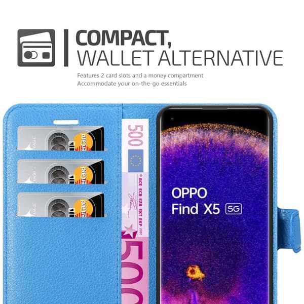 Deksel til Oppo FIND X5 Lommebokdeksel med magnetisk lukking, stativfunksjon og kortlomme