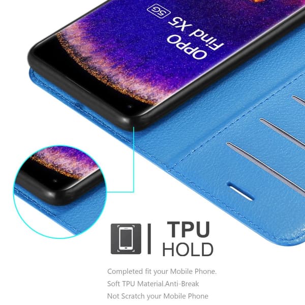Deksel til Oppo FIND X5 Lommebokdeksel med magnetisk lukking, stativfunksjon og kortlomme