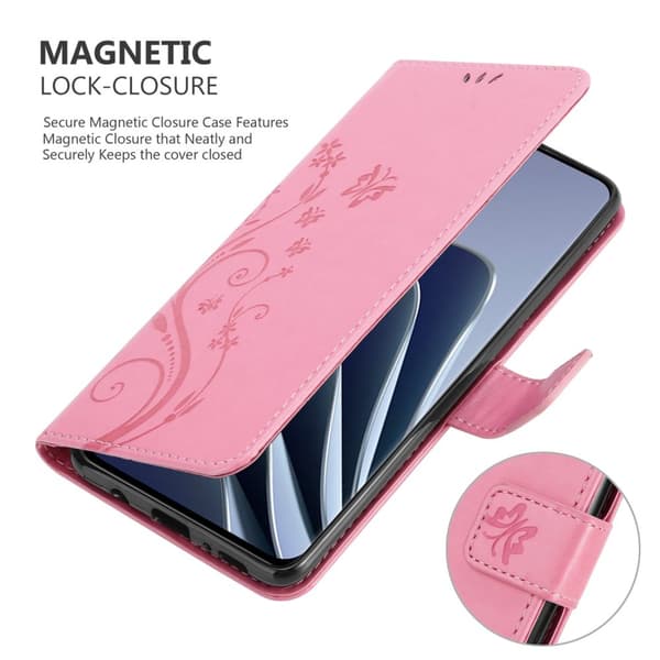 Deksel til OnePlus 10 PRO 5G Lommebokdeksel i blomster design med magnetisk lukking, stativfunksjon og kortplasser