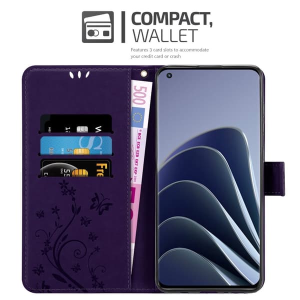 OnePlus 10 PRO 5G Skal Fodral i blomdesign Mobilskydd Case Cover med magnetisk stängning, ståfunktion och kortplatser