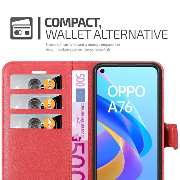 Oppo A36 / A76 / A96 4G / K10 4G / Realme 9i Plånboksfodral Fodral Skal Case med magnetisk stängning, ståfunktion och kortplats