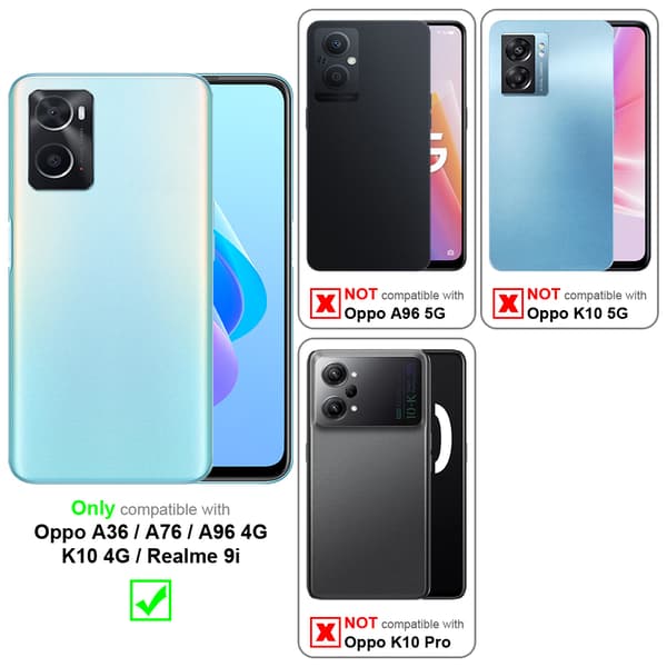 Oppo A36 / A76 / A96 4G / K10 4G / Realme 9i Plånboksfodral Fodral Skal Case med magnetisk stängning, ståfunktion och kortplats