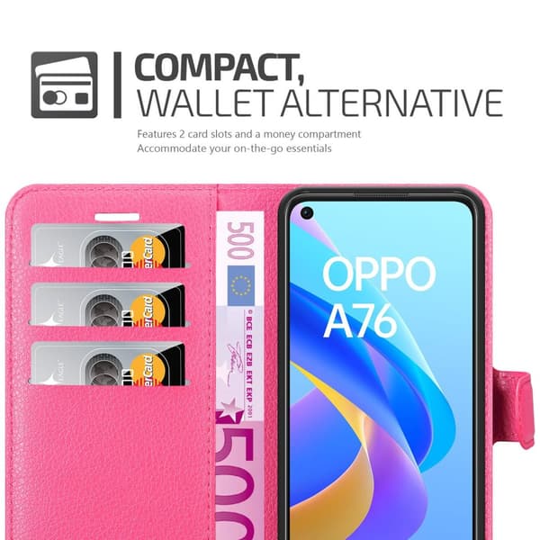 Oppo A36 / A76 / A96 4G / K10 4G / Realme 9i Suojakotelo Lompakkokotelo Matkapuhelinkotelo Suojakuori jossa magneettisuljenta, jalusta-toiminto ja