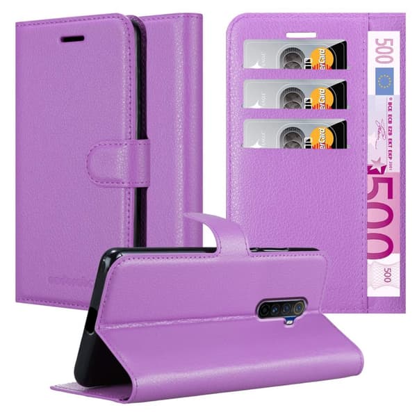 Realme X2 PRO / Oppo Reno Ace Plånboksfodral Fodral Skal Case med magnetisk stängning, ståfunktion och kortplats MANGAN LILA
