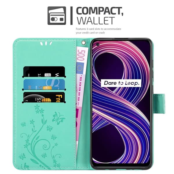 Realme 8 5G / V13 / Q3 / Q3i / Narzo 30 5G Pungetui Cover Blomster ()