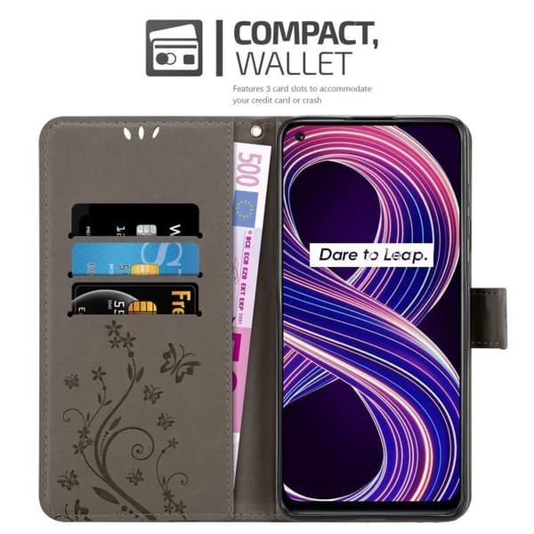 Realme 8 5G / V13 / Q3 / Q3i / Narzo 30 5G Pungetui Cover Blomster ()