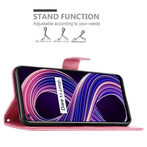 Deksel til Realme 8 5G / V13 / Q3 / Q3i / Narzo 30 5G Lommebokdeksel i blomster design med magnetisk lukking, stativfunksjon og kortplasser