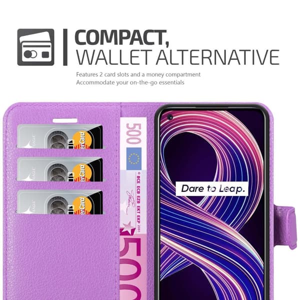 Deksel til Realme 8 5G / V13 / Q3 / Q3i / Narzo 30 5G Lommebokdeksel med magnetisk lukking, stativfunksjon og kortlomme