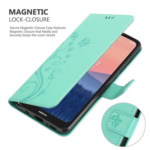 Nokia C21 Suojakotelo Suojakuori Lompakkokotelo Matkapuhelinkotelo Kukat jossa on magneettisuljenta, jalusta-toiminto ja korttipaikat