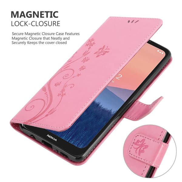 Nokia C21 Suojakotelo Suojakuori Lompakkokotelo Matkapuhelinkotelo Kukat jossa on magneettisuljenta, jalusta-toiminto ja korttipaikat