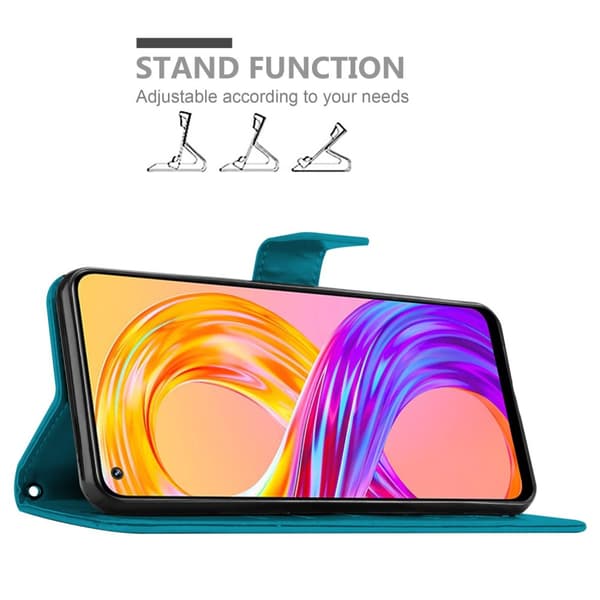 Deksel til Realme 8 4G / 8 PRO Lommebokdeksel i blomster design med magnetisk lukking, stativfunksjon og kortplasser