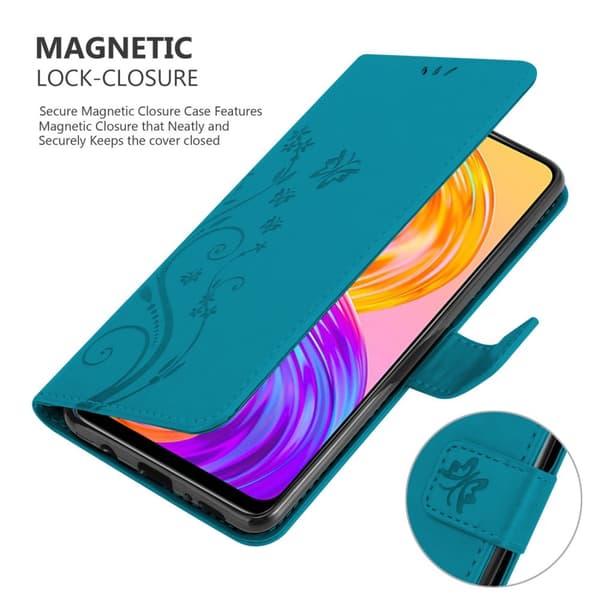 Deksel til Realme 8 4G / 8 PRO Lommebokdeksel i blomster design med magnetisk lukking, stativfunksjon og kortplasser