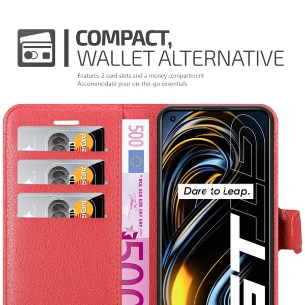 Realme GT / GT Neo 2T / Q3 PRO Suojakotelo Lompakkokotelo Matkapuhelinkotelo Suojakuori jossa magneettisuljenta, jalusta-toiminto ja korttitasku