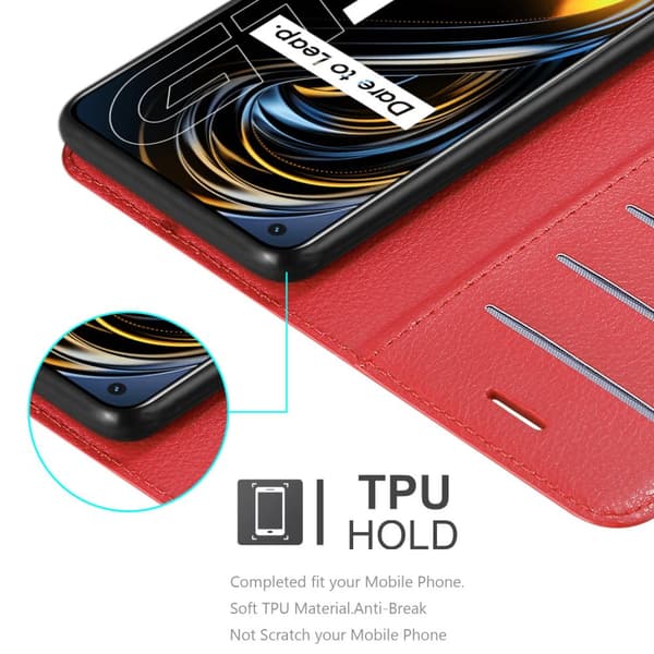Realme GT / GT Neo 2T / Q3 PRO Suojakotelo Lompakkokotelo Matkapuhelinkotelo Suojakuori jossa magneettisuljenta, jalusta-toiminto ja korttitasku