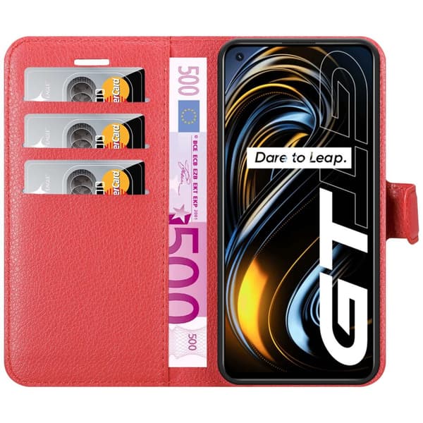 Realme GT / GT Neo 2T / Q3 PRO Suojakotelo Lompakkokotelo Matkapuhelinkotelo Suojakuori jossa magneettisuljenta, jalusta-toiminto ja korttitasku