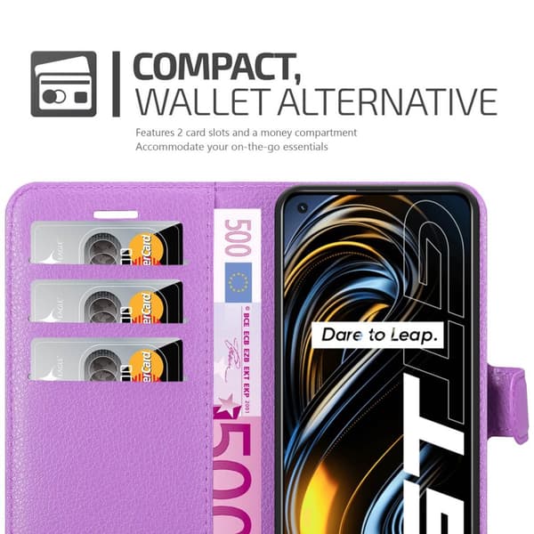 Realme GT / GT Neo 2T / Q3 PRO Suojakotelo Lompakkokotelo Matkapuhelinkotelo Suojakuori jossa magneettisuljenta, jalusta-toiminto ja korttitasku
