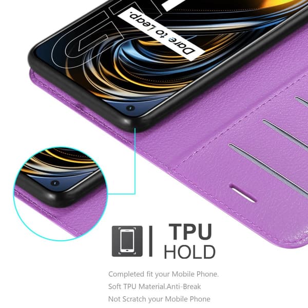 Realme GT / GT Neo 2T / Q3 PRO Suojakotelo Lompakkokotelo Matkapuhelinkotelo Suojakuori jossa magneettisuljenta, jalusta-toiminto ja korttitasku