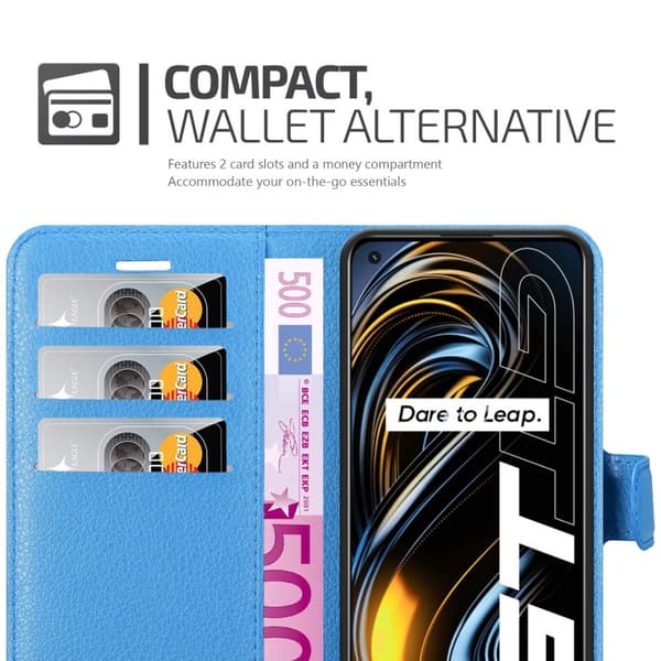 Realme GT / GT Neo 2T / Q3 PRO Suojakotelo Lompakkokotelo Matkapuhelinkotelo Suojakuori jossa magneettisuljenta, jalusta-toiminto ja korttitasku