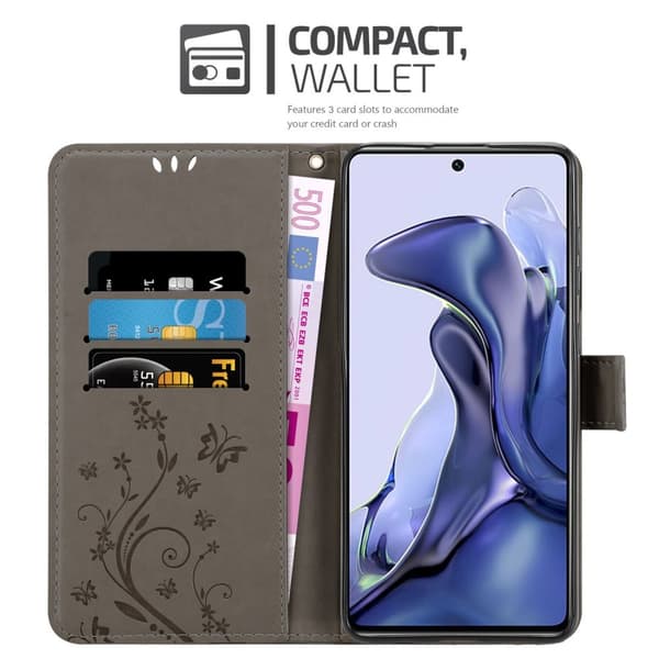 Xiaomi 11T / 11T PRO Skal Fodral i blomdesign Mobilskydd Case Cover med magnetisk stängning, ståfunktion och kortplatser