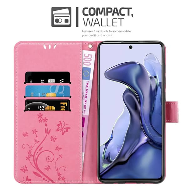 Xiaomi 11T / 11T PRO Skal Fodral i blomdesign Mobilskydd Case Cover med magnetisk stängning, ståfunktion och kortplatser