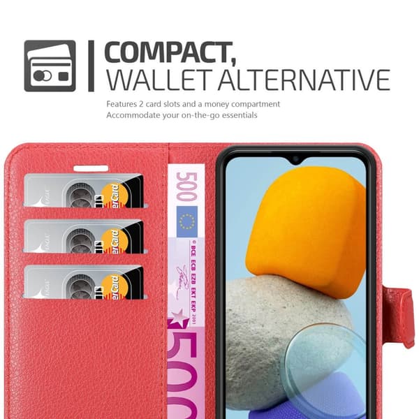 Samsung Galaxy M23 5G Suojakotelo Lompakkokotelo Matkapuhelinkotelo Suojakuori jossa magneettisuljenta, jalusta-toiminto ja korttitasku