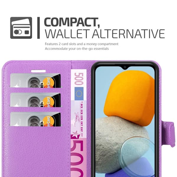 Samsung Galaxy M23 5G Suojakotelo Lompakkokotelo Matkapuhelinkotelo Suojakuori jossa magneettisuljenta, jalusta-toiminto ja korttitasku