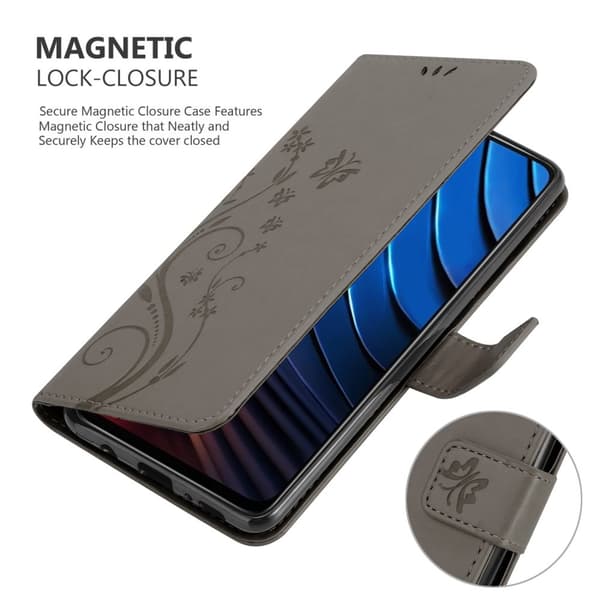 Deksel til Xiaomi POCO X3 GT Lommebokdeksel i blomster design med magnetisk lukking, stativfunksjon og kortplasser