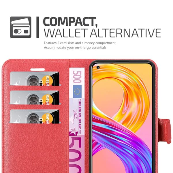Realme 8 4G / 8 PRO Suojakotelo Lompakkokotelo Matkapuhelinkotelo Suojakuori jossa magneettisuljenta, jalusta-toiminto ja korttitasku