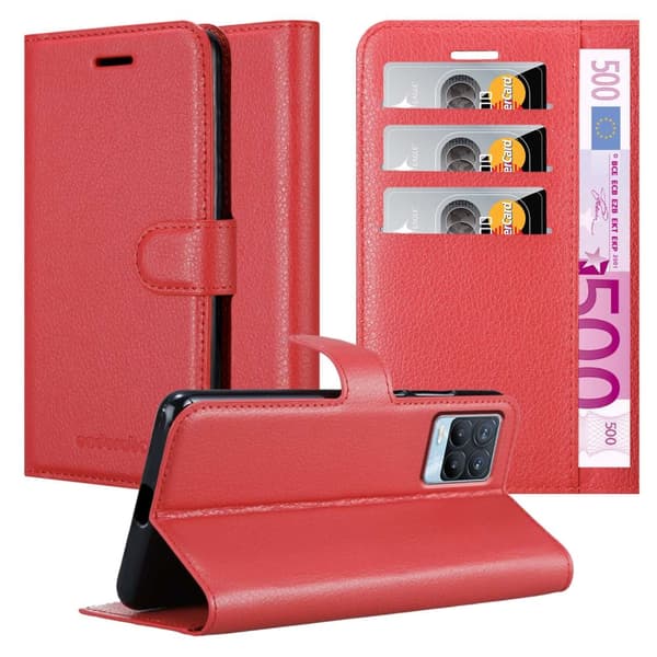 Realme 8 4G / 8 PRO Suojakotelo Lompakkokotelo Matkapuhelinkotelo Suojakuori jossa magneettisuljenta, jalusta-toiminto ja korttitasku CARMIN RED