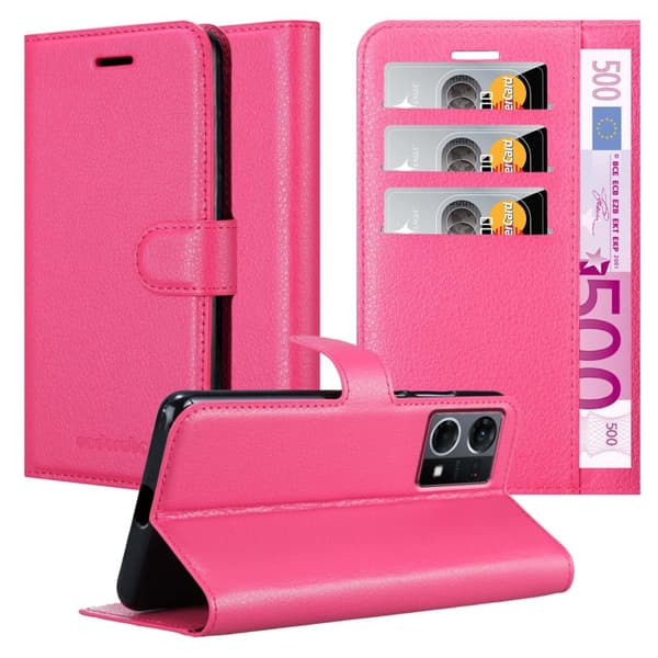 Realme 7 5G Suojakotelo Lompakkokotelo Matkapuhelinkotelo Suojakuori jossa magneettisuljenta, jalusta-toiminto ja korttitasku KIRSIKAN PINKKI