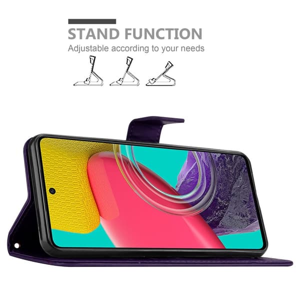 Deksel til Samsung Galaxy M53 5G Lommebokdeksel i blomster design med magnetisk lukking, stativfunksjon og kortplasser