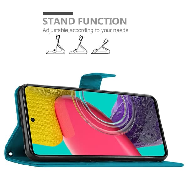 Deksel til Samsung Galaxy M53 5G Lommebokdeksel i blomster design med magnetisk lukking, stativfunksjon og kortplasser