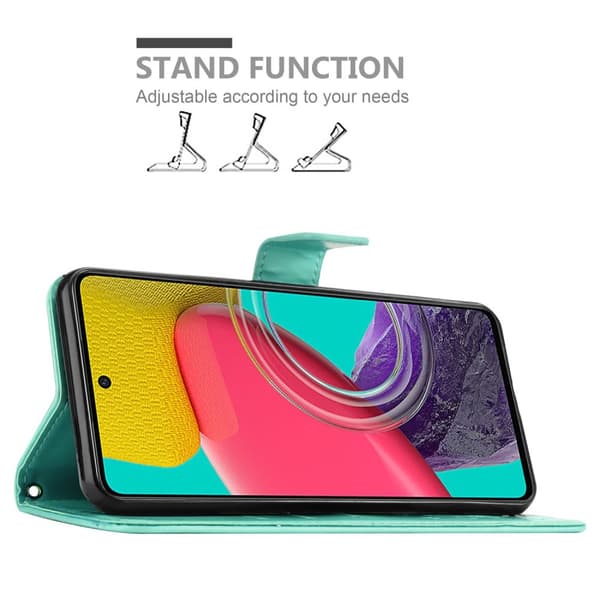 Deksel til Samsung Galaxy M53 5G Lommebokdeksel i blomster design med magnetisk lukking, stativfunksjon og kortplasser
