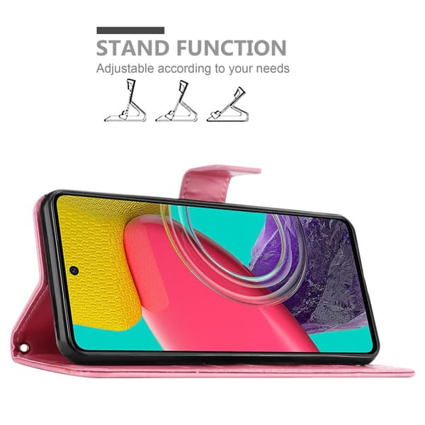 Deksel til Samsung Galaxy M53 5G Lommebokdeksel i blomster design med magnetisk lukking, stativfunksjon og kortplasser