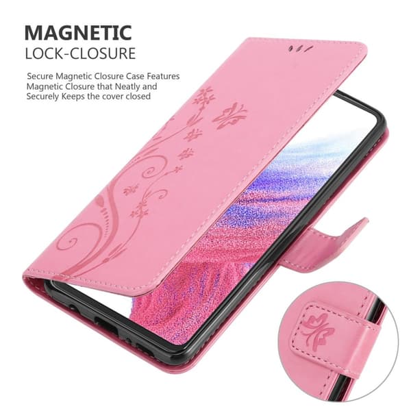 Samsung Galaxy A53 5G Suojakotelo Suojakuori Lompakkokotelo Matkapuhelinkotelo Kukat jossa on magneettisuljenta, jalusta-toiminto ja korttipaikat