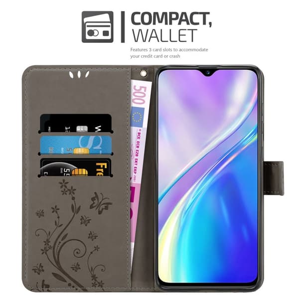 Realme X2 / XT / Oppo K5 Suojakotelo Suojakuori Lompakkokotelo Matkapuhelinkotelo Kukat jossa on magneettisuljenta, jalusta-toiminto ja korttipaikat