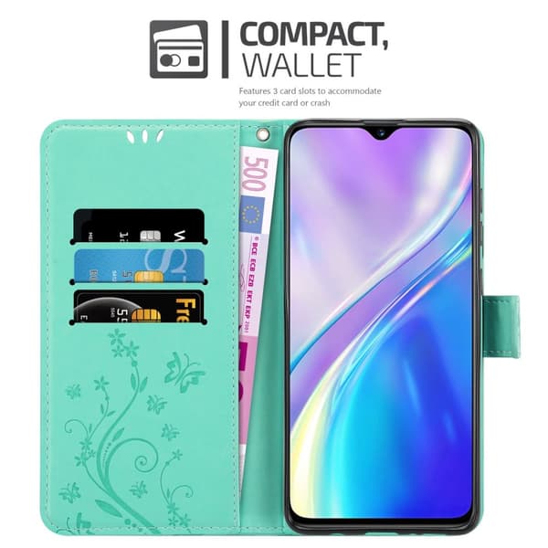 Realme X2 / XT / Oppo K5 Suojakotelo Suojakuori Lompakkokotelo Matkapuhelinkotelo Kukat jossa on magneettisuljenta, jalusta-toiminto ja korttipaikat