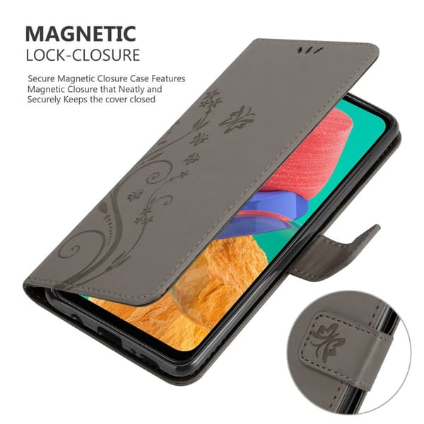 Samsung Galaxy M33 5G Suojakotelo Suojakuori Lompakkokotelo Matkapuhelinkotelo Kukat jossa on magneettisuljenta, jalusta-toiminto ja korttipaikat