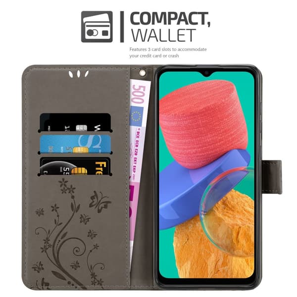 Samsung Galaxy M33 5G Suojakotelo Suojakuori Lompakkokotelo Matkapuhelinkotelo Kukat jossa on magneettisuljenta, jalusta-toiminto ja korttipaikat