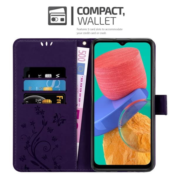 Samsung Galaxy M33 5G Suojakotelo Suojakuori Lompakkokotelo Matkapuhelinkotelo Kukat jossa on magneettisuljenta, jalusta-toiminto ja korttipaikat