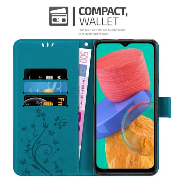 Samsung Galaxy M33 5G Suojakotelo Suojakuori Lompakkokotelo Matkapuhelinkotelo Kukat jossa on magneettisuljenta, jalusta-toiminto ja korttipaikat
